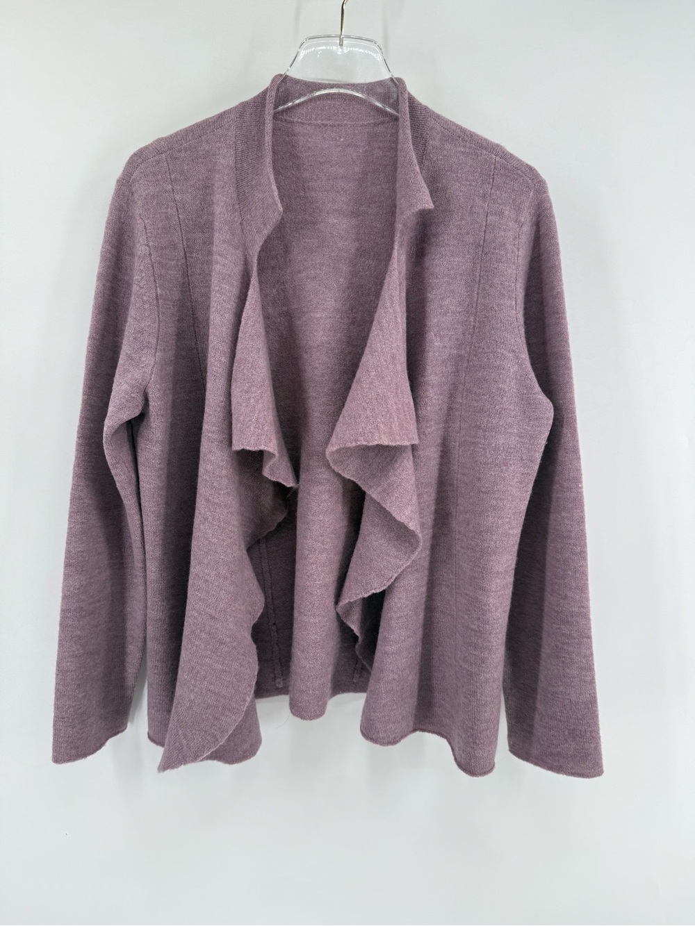 Eileen Fisher purple merino‎ wool cardigan size large